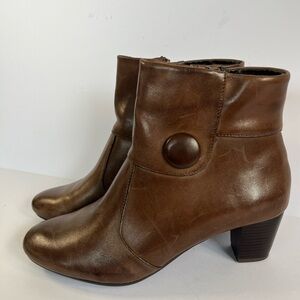 Ariella Leather Brown Ankle Boots
